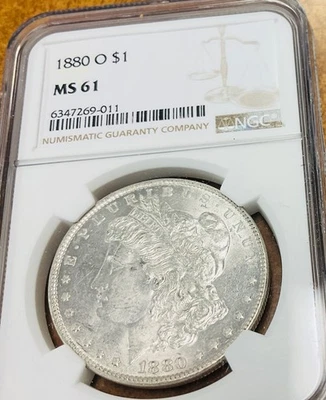 1880 O SILVER DOLLAR $1 NGC MS61 SMALL “o” Die Gouge bottom right wing VAM57 R5 - Image 1 of 4