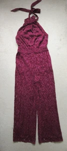 Red Lace Anthropologie Wide Leg Jumpsuit, Size 10. Halter Neck, Pockets *NWT - Picture 1 of 20