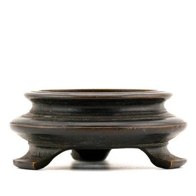 Antique Chinese Carved Wood Stand for Vase Tripod Legged Circle Late Qing 20th C - Image 1 of 4