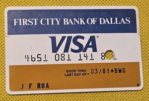 First City Bank Of Dallas ~ Visa CANCELLED Credit Card exp 1981 ~ our cb986 - Picture 1 of 4