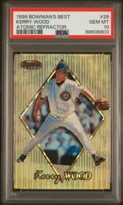 1999 Bowman's Best KERRY WOOD Cubs ATOMIC REFRACTOR 71/100 Pop 5 Gem Mint PSA 10 - Imagen 1 de 2