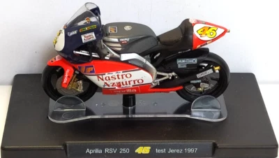LEO MODELS VALENTINO ROSSI 1:18 MOTO  APRILIA RSV 250 #46 TEST JEREZ 1997     V1 - Immagine 1 di 2