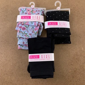 The Children's Place Girl Size Small (5/6) Black Blue Floral Leggings 3 Pack NWT - Picture 1 of 4