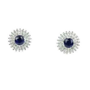 925 Sterling Silver Blue Sapphire Earring, Engagement Earring 19 - Picture 1 of 3