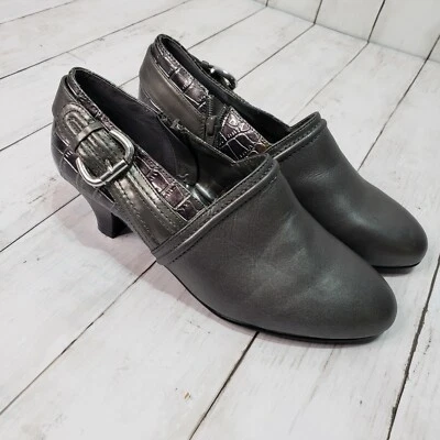 Botines de cuero color peltre AJ Valenci para mujer nuevos sin etiquetas cierre de cremallera talla 71/2 Foto 1 de 4