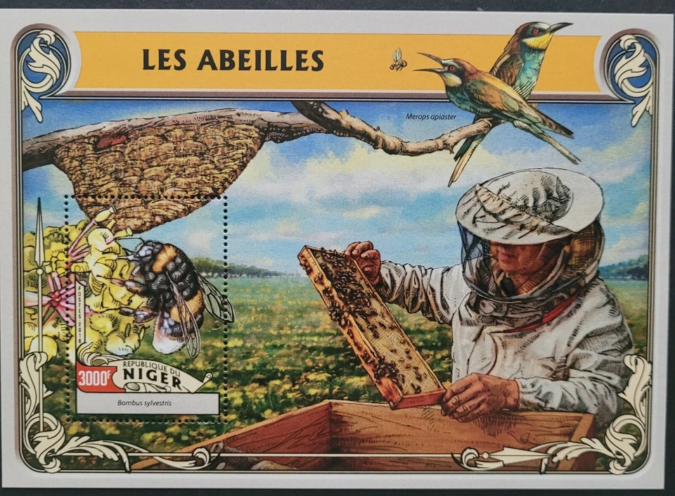 Níger 2016 / Fauna - Insectos - Abejas / Minihoja 1v MNH Foto 1 de 1