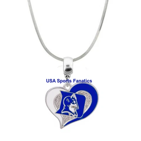 NCAA - Duke Blue Devils Heart Swirl Logo Pendant Necklace On A 925 Snake Chain Cover