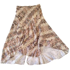 AllSaints Raya Arietta Midi Skirt Animal Print Skull 14 Ruffles Hi-Lo Boho Fairy - Picture 1 of 13
