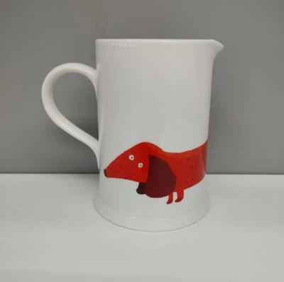 Jarra crema porcelana Fenella Smith London Dachshund perro Foto 1 de 4