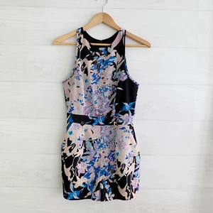 Yumi Kim - Black purple floral sleeveless romper, S - Picture 1 of 5