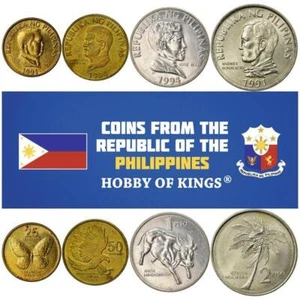 4 Coins Philippines 25 50 Sentimos 1 2 Peso | Butterfly | 1991 - 1994 - Picture 1 of 2