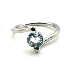 9ct White Gold Aquamarine Ring 9K White Gold Aquamarine Solitaire Ring Bride WOW - Picture 1 of 24