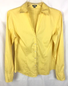 Top Ann Taylor Mezcla Algodón Manga Larga Cuello en V Talla S Amarillo B15*N - Imagen 1 de 5