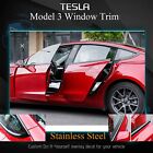 10 Stck. passt für Tesla Modell 3 Fensterverkleidung Edelstahl glänzend schwarz Streifenabdeckung