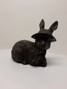 VTG Bronze Finished Brass Bunny  Sculpture Home Decor Easter AS IS D13 - Picture 1 of 10