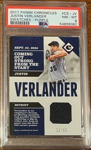 2017 Chronicle Swatches Purple #CSJV Justin Verlander #22/ PSA 8 POP 1- 0 higher