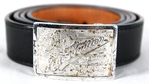 Cinturón para hombre Louis Vuitton cuero negro plata REQUISITOS DE VIAJE hebilla 95 38 - Imagen 1 de 17