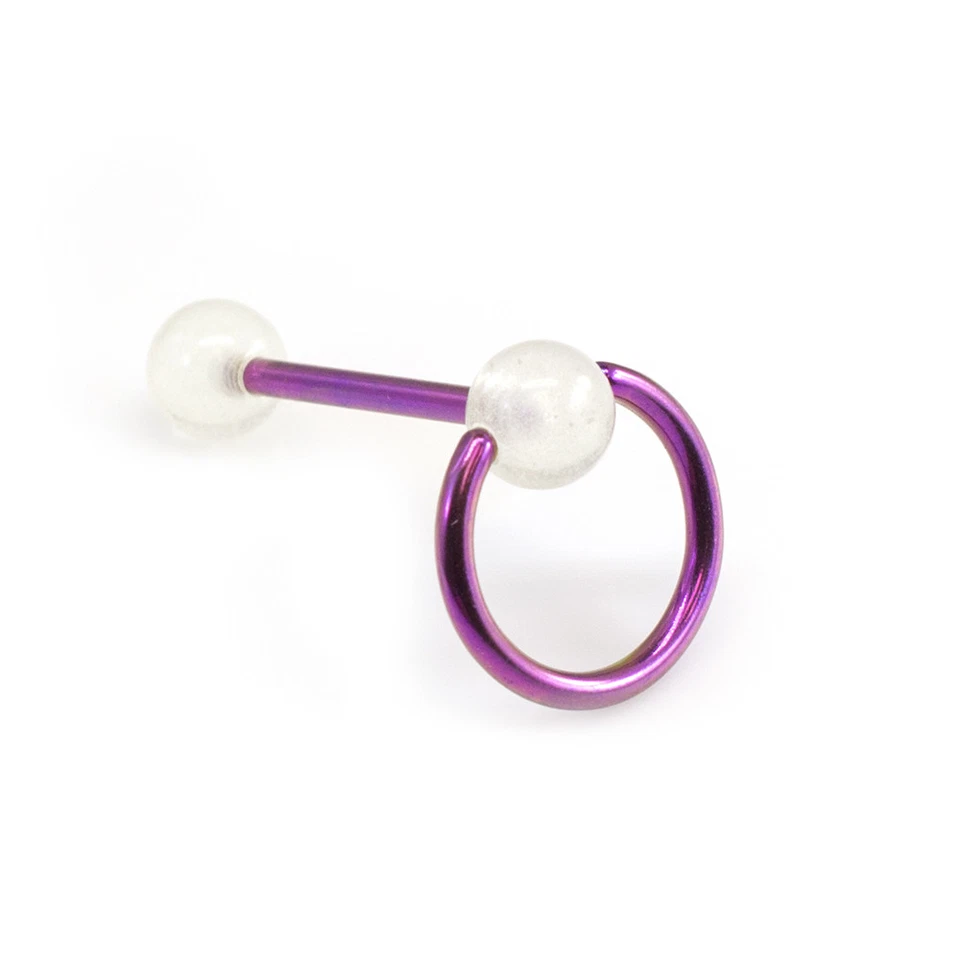 Barra de língua com design de porta de batida 14G titânio anodizado brilho no escuro bola - Imagem 1 de 1