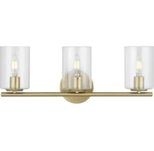 Hampton Bay Champlain 22.375 in. 3-Light Satin Brass Bathroom Vanity Light - Picture 1 of 10