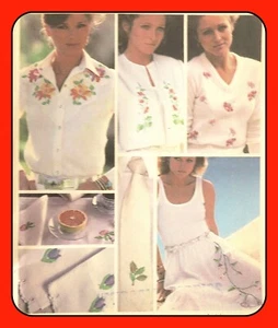 FLORAL Embroidery Transfer Pattern 14 designs RARE McCall's 7582 Vtg Original - Picture 1 of 3