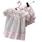 Vintage Puff Sleeve Dress Bubble Bloomers Outfit Baby Girl size 6-9 mo Bryan