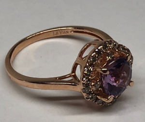 Le Vian 14k Strawberry Gold Amethyst & Diamond Ring Sz: 6.25 [024GRA]