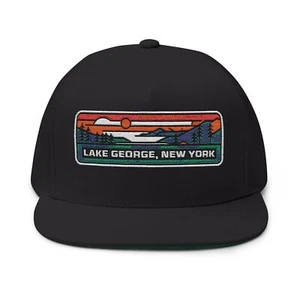 Lake George New York Flat Bill Hat Outdoor Adventure Apparel Gift - Picture 1 of 5