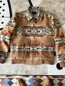 EUC Pendleton Highland Peak Indian Print Wool Blend Bomber Style Jacket men's S - Picture 1 of 10
