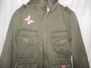 Joes Jeans Girls Military Style Jacket w/ Butterfly Pink Trim Large Sz 12 - Picture 1 of 18