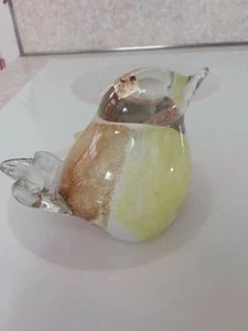 "Estatuilla de pájaro esmaltado de plomo 24% amarillo/naranja M Pyrcak firmada 4" - Imagen 1 de 8