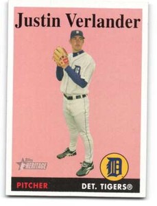 2007 Topps Heritage #296 Justin Verlander Detroit Tigers Baseball Card  ID:29215
