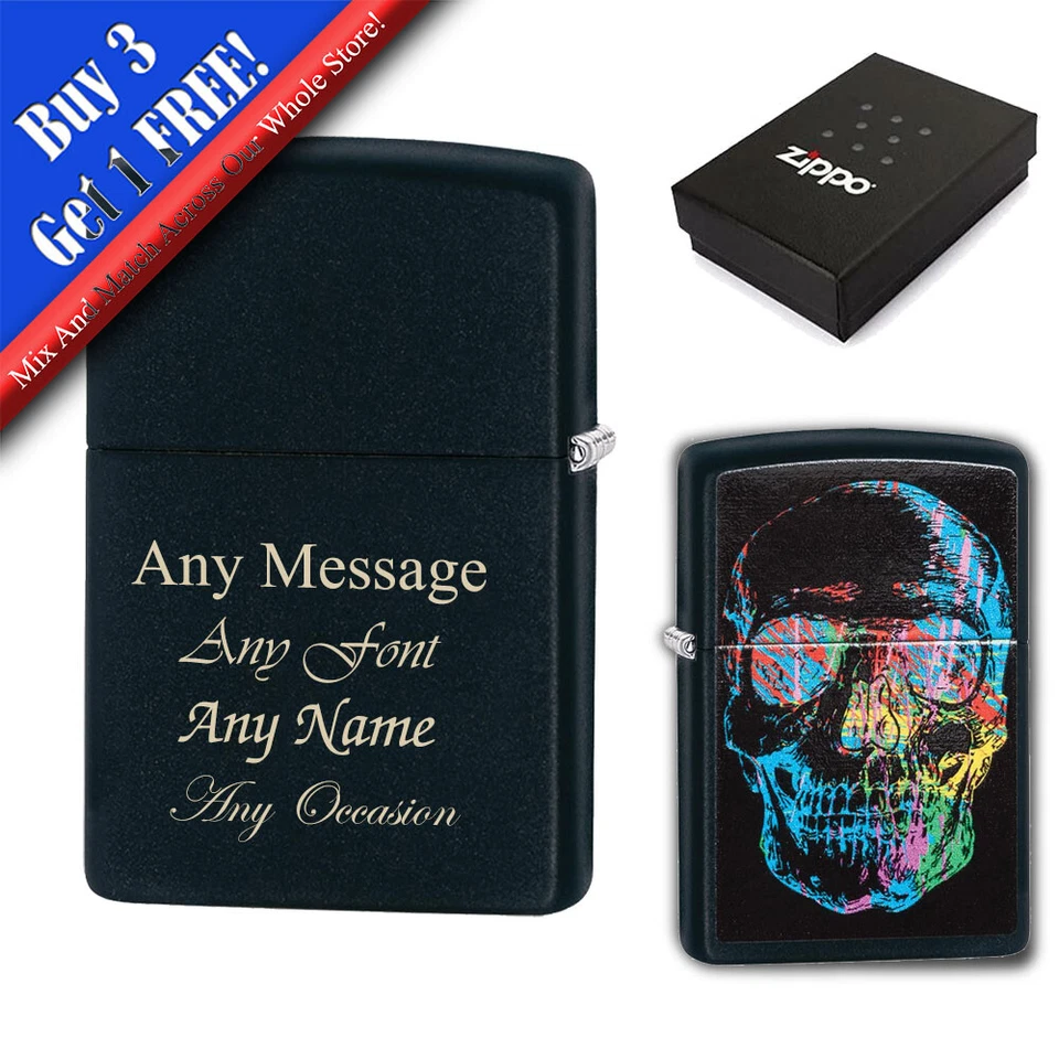 Personalised Engraved Colour Skull Official Zippo Windproof Lighter - Image 1 of 1