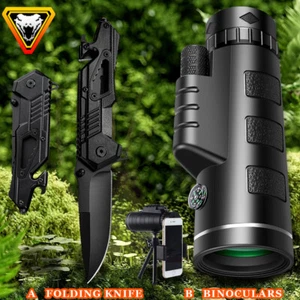 80X100 Monocular Binoculars BAK4 Prism High Power Waterproof & Camp Fold Knife - Picture 1 of 27