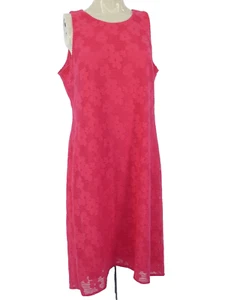Nine West Dress Coral Pink Sleeveless Sheath Floral Lace Lined Back Zip UK 12 - Picture 1 of 10