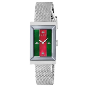 New Gucci G-Frame Red and Green Dial Stainless Steel Women's Watch YA147401 - Picture 1 of 3
