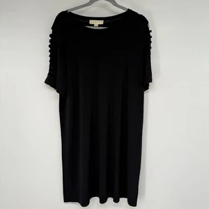 NWT Michael Kors Dress Sz 1X Black Cut Out Sleeves Pullover Stretch Minimalist - Picture 1 of 10