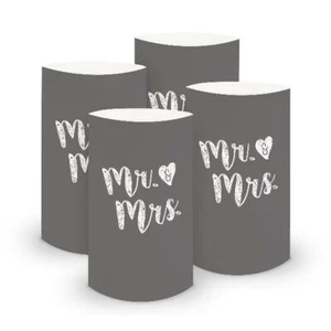 itenga 6x Windlicht Mr Mrs klein Hochzeit Brautpaar Tischdekoration grau weiß - Bild 1 von 2