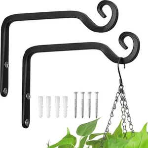 Kingsyard 2-Pack Wall Plant Hanger Outdoor - Heavy Duty Metal 6 Inch, Black - Picture 1 of 6