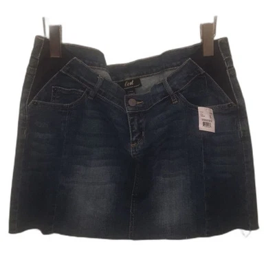 Maternity‎ Skirt Denim Blue Distressed Cut Off Side Panel Underbelly Size Large - Image 1 of 4