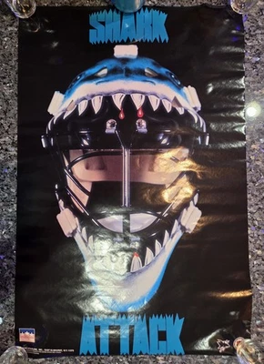 VINTAGE Norman James NHL Hockey Poster SAN JOSE SHARKS MASK NEW UNUSED 22X34 - Image 1 of 4