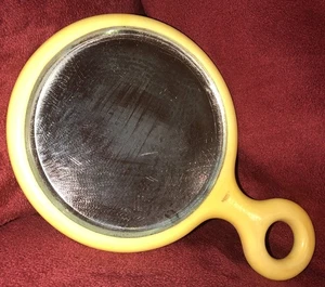 Vintage Loonen Hand Held 7 1/4” Mirror Celluloid Bakelite Butterscotch Yellow - Picture 1 of 3