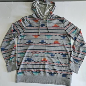 Sudadera con Capucha On the Byas Gris Estampado Azteca Patrón Ligera Tribal Talla Lg - Imagen 1 de 9