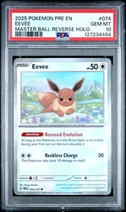 PSA GEM MT 10 - Eevee Master Ball Reverse Holo Pokemon Pre En-Prismatic Evolutio - Picture 1 of 2