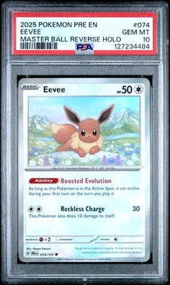 PSA GEM MT 10 - Eevee Master Ball Reverse Holo Pokemon Pre En-Prismatic Evolutio - Image 1 of 2