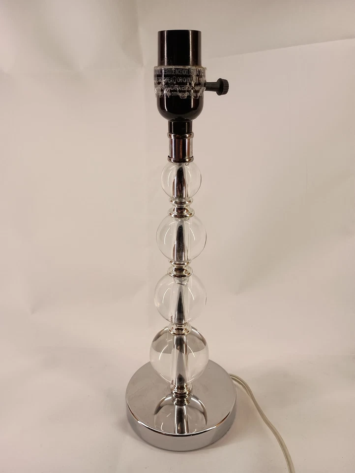 Lámparas de mesa bolas acrílicas lucite transparentes apiladas con base metálica redonda tono plata 14 pulgadas Foto 1 de 4