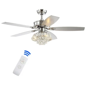 JYL9608A Kate 48" 3-Light Glam Crystal Drum LED Ceiling Fan with Remote Trans... - Picture 1 of 9