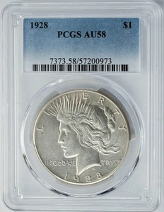 1928 Peace Silber Dollar $ AU58 PCGS 950211-5 - Bild 1 von 5