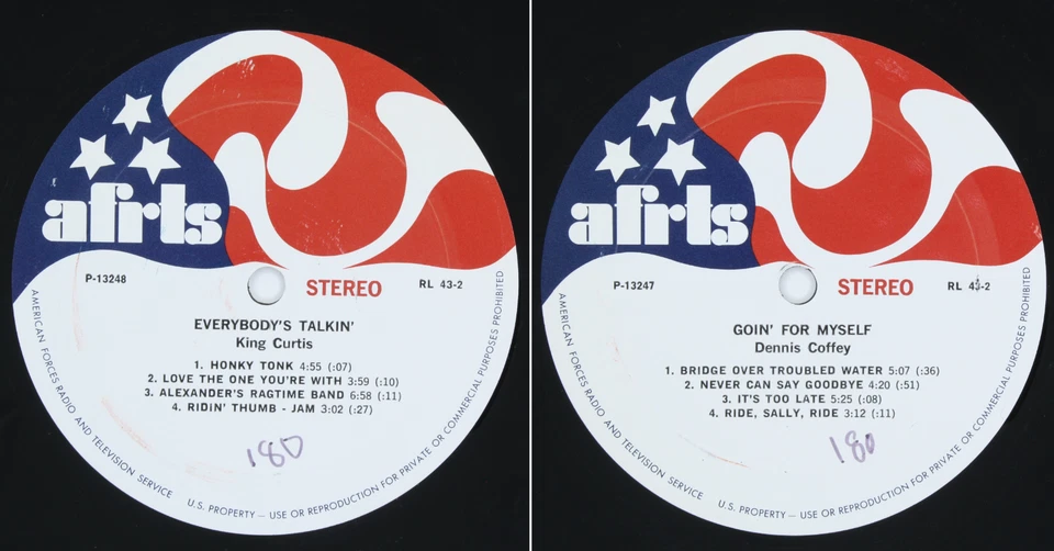 C1972 AFRTS Dennis Coffey / King Curtis RL‑43‑2 Armed Forces Transcription LP - Image 1 of 4