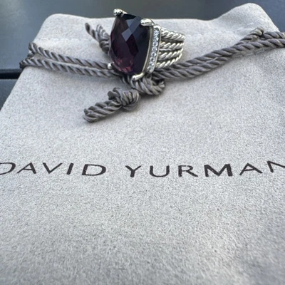Anillo David Yurman Plata Esterlina Wheaton 16x12mm Amatista/Diamantes Talla 6.  T-51 Foto 1 de 4