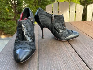 Just Cavalli Black Ankle Booties Women's Heels Fabric and Leather size 6 IT 36 - Picture 1 of 7